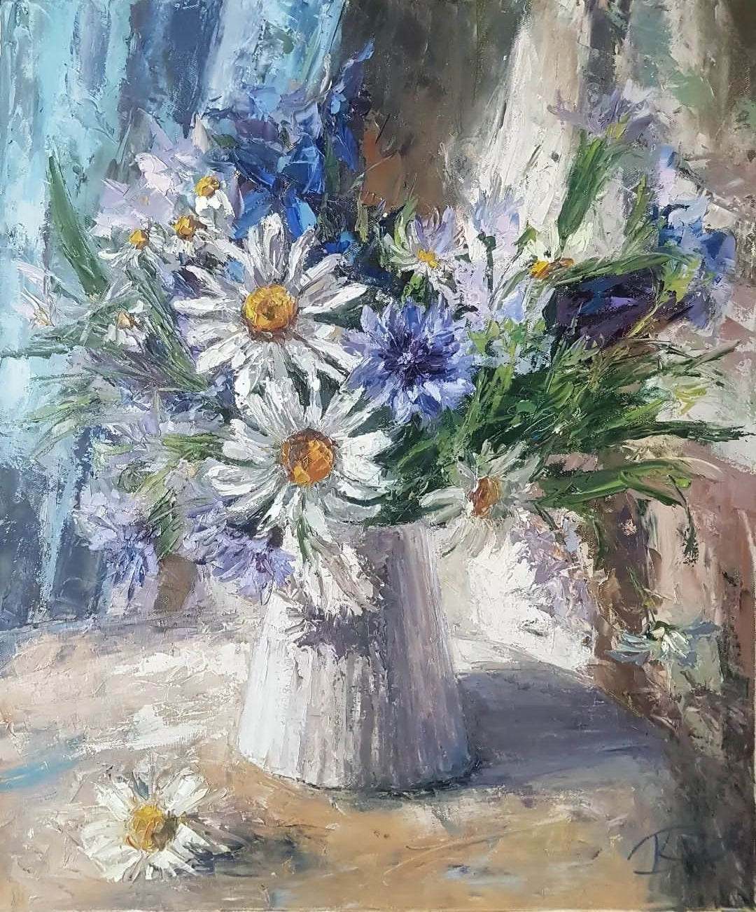 Daisies in a Blue Room
