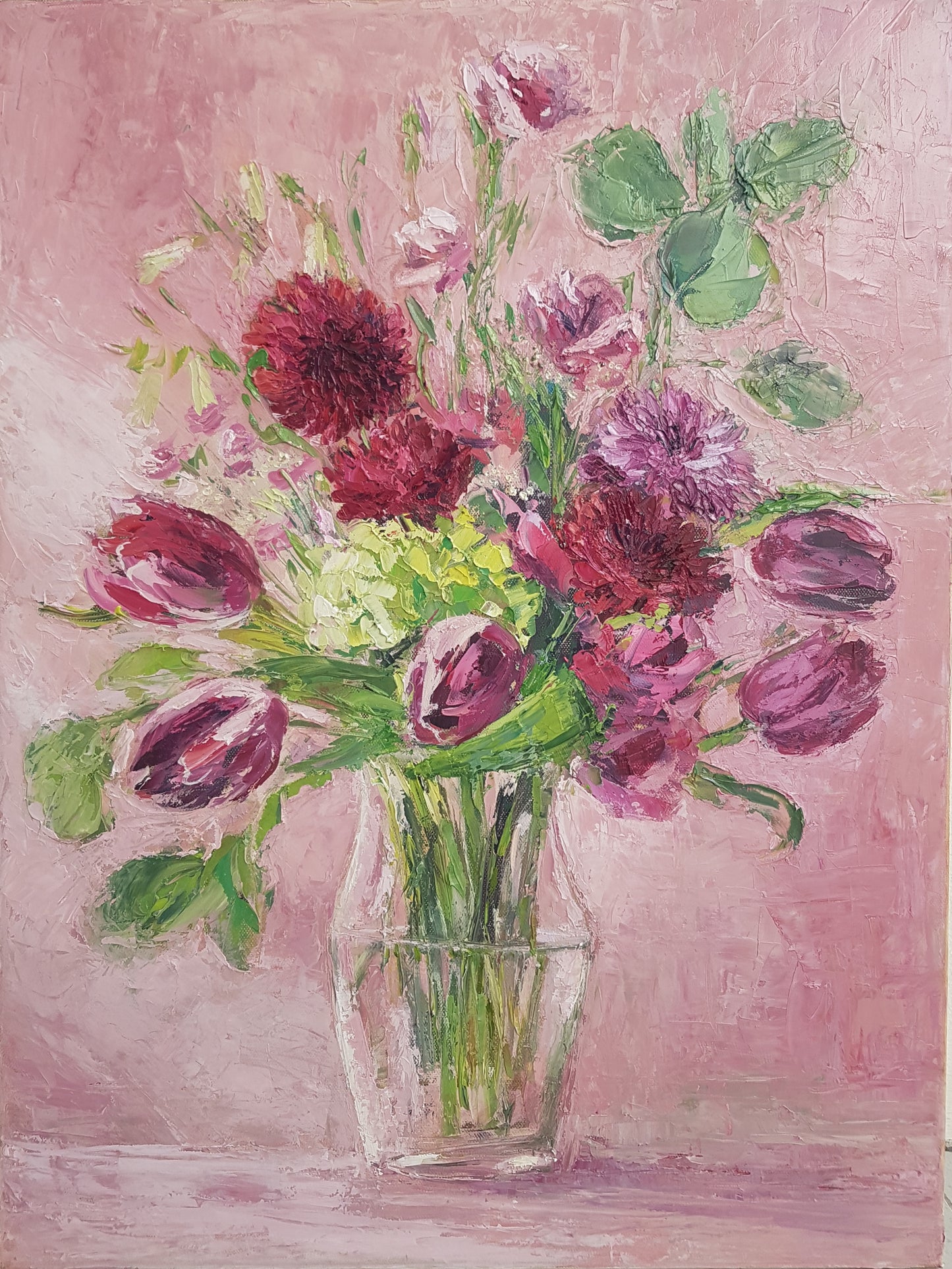 Pink Tulips in a Glass Vase