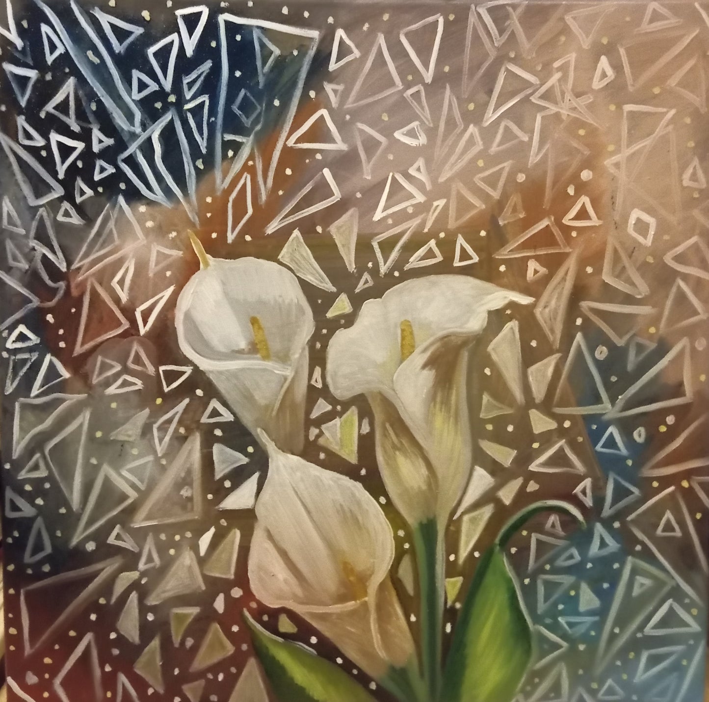 Flowers around the glass shards
